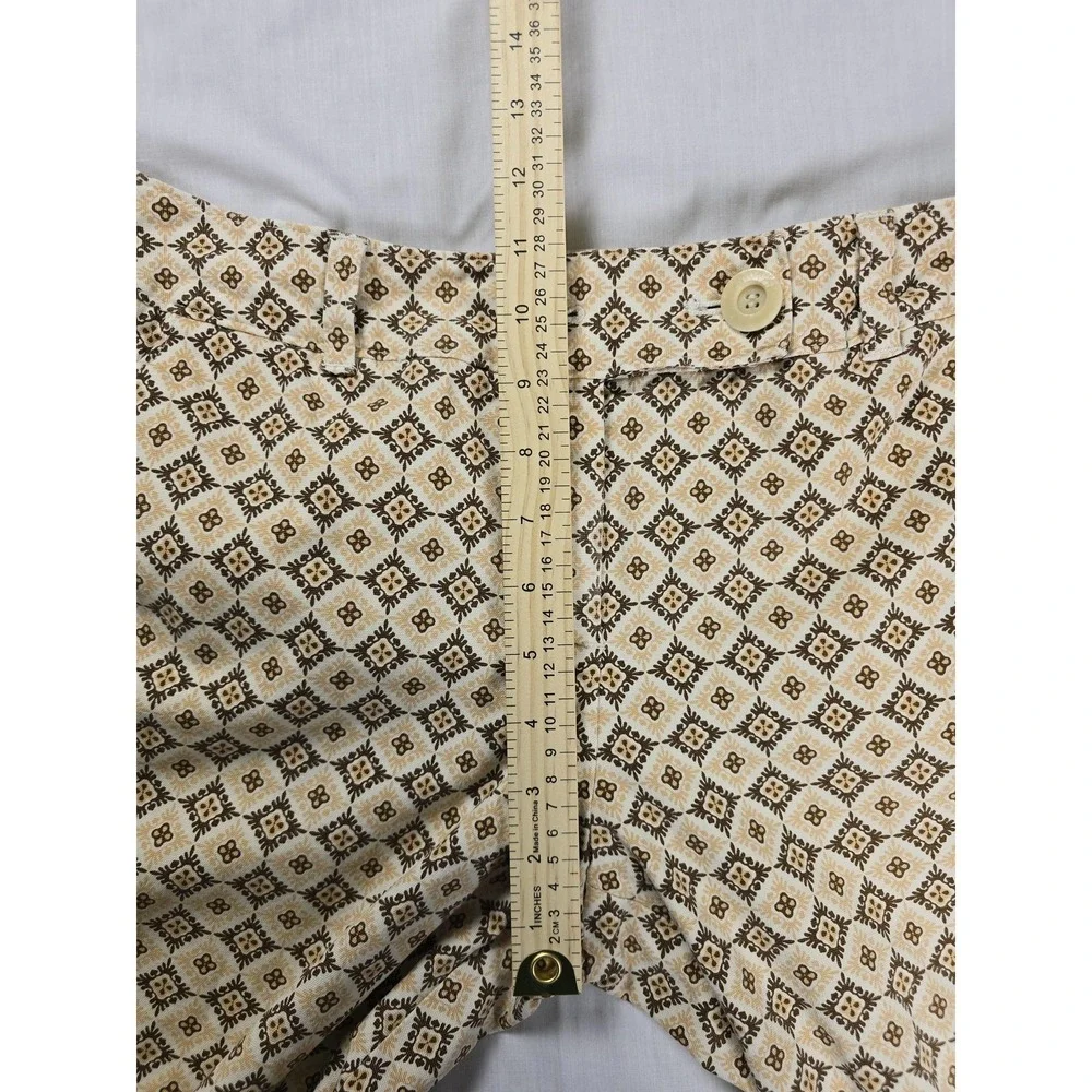 Talbots‎ Capri Pants Womens 10P Brown Tan Geometric Stretch Crop Petite Print